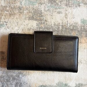 Fossil Black Leather Clutch Wallet